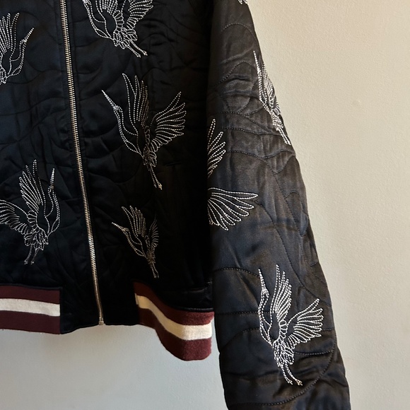 Sandro Paris Embroidered Crane Bomber Jacket - Picture 6 of 16